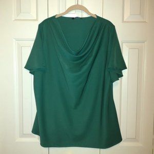 BloomChic 18/20 Cowl Neck Top Emerald Green